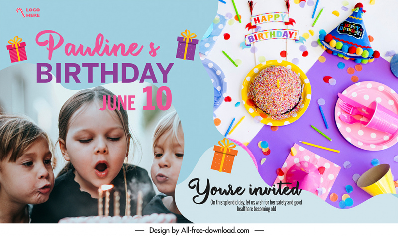 happy birthday daughter banner template cute decor realistic design