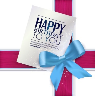 happy birthday greeting card with bow vector
