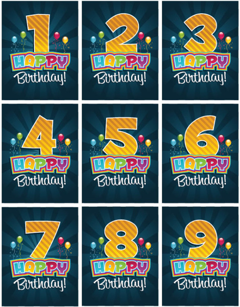 happy birthday number card vector