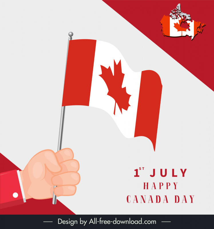 happy canada day poster template hand holding flat map sketch 