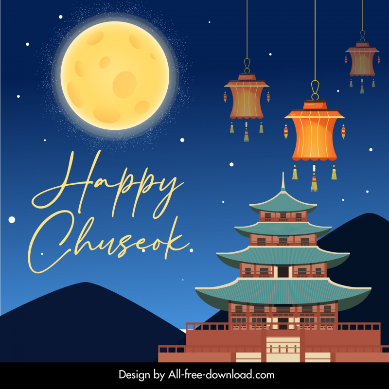 happy chuseok festive poster template elegant contrast