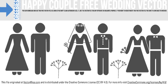 happy couple free wedding vector
