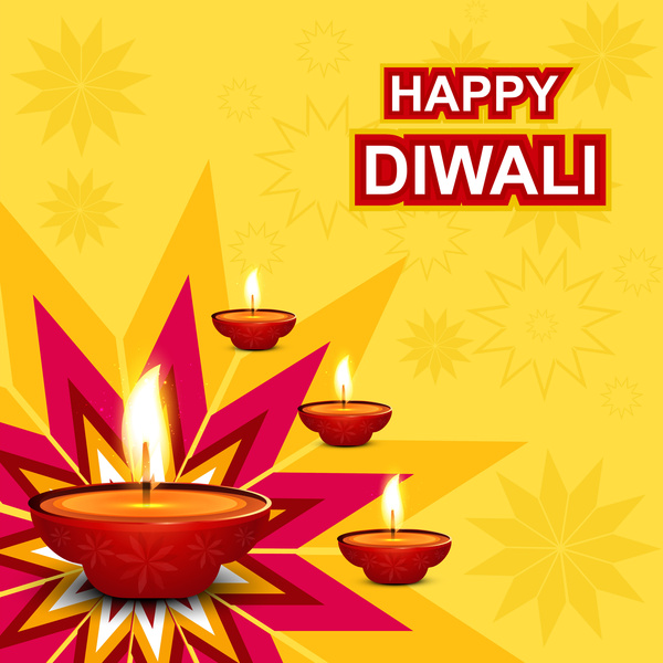 Happy diwali festival colorful line wave celebration card illustration ...