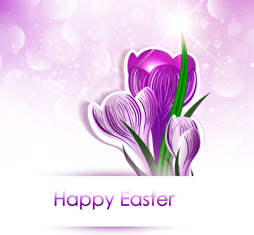 happy easter flower shiny background vector