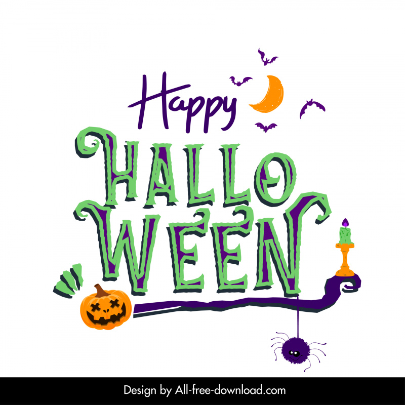 happy halloween and trick or treat design elements classical texts horror elements sketch