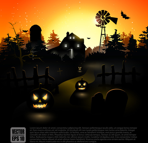 Happy Halloween Backgrounds Vector Set Vectors Graphic Art Designs In