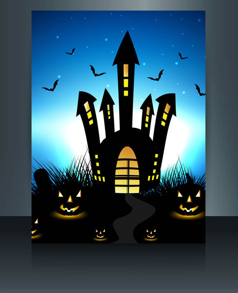 happy halloween brochure reflection colorful background vector illustration