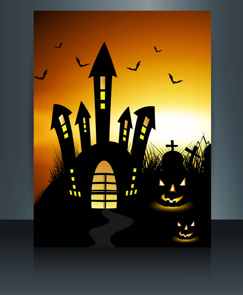 happy halloween brochure reflection colorful party vector illustration