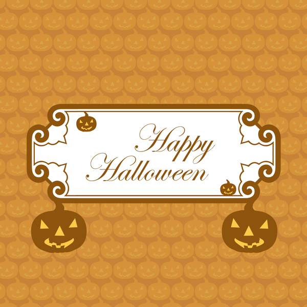 happy halloween greeting card colorful pumpkins party vector illustration