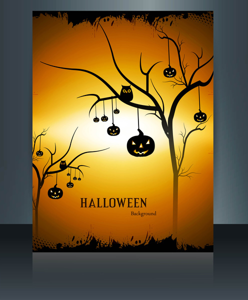 happy halloween holiday brochure reflection colorful background illustration