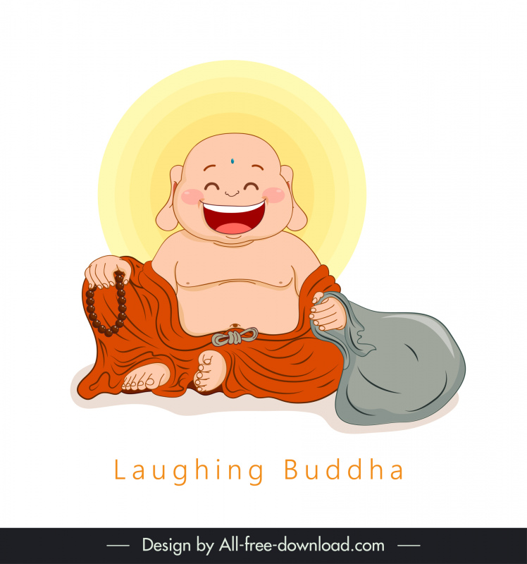 happy laughing buddha icon cartoon sketch