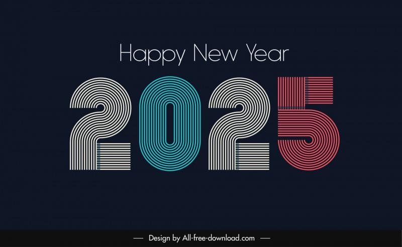 happy new year 2025 banner template flat numbers layout 