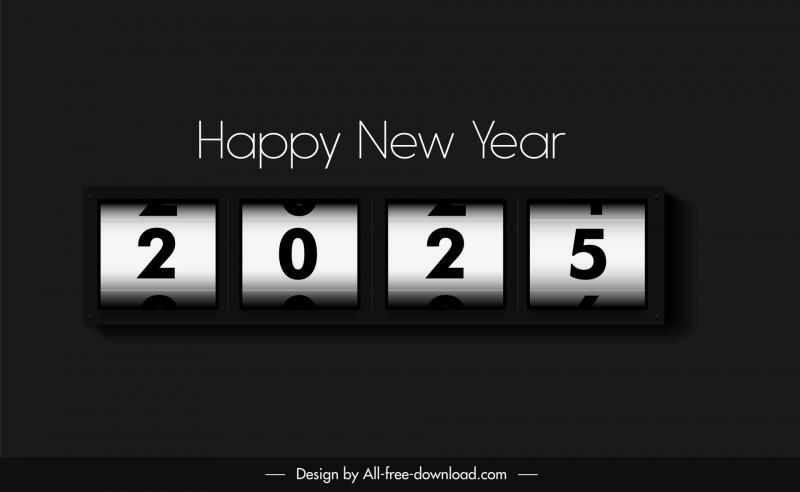 happy new year 2025 template contrast modern digital scoreboard 