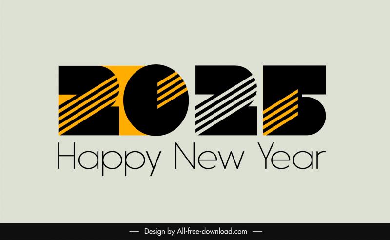 happy new year 2025 template flat dark bolted number stripes 