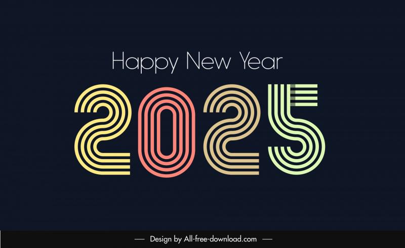 happy new year 2025 template number curves layout 