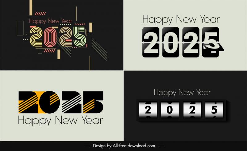 happy new year 2025 templates collection elegant contrast shapes 