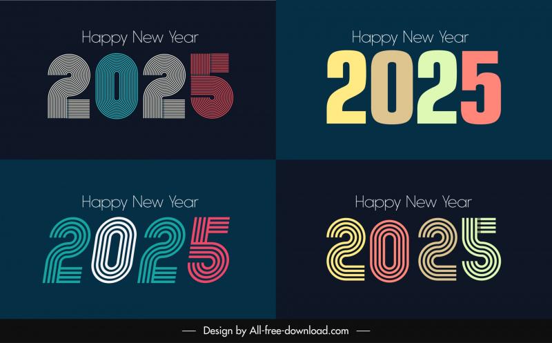 happy new year 2025 templates flat contrast numbers decor 