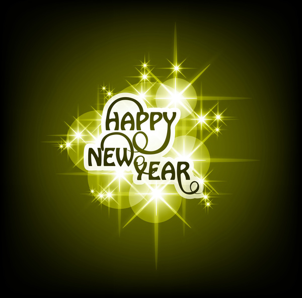 happy new year text shiny stars colorful background vector