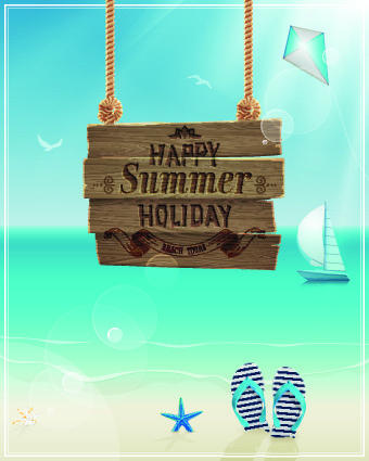 happy summer design elements vector