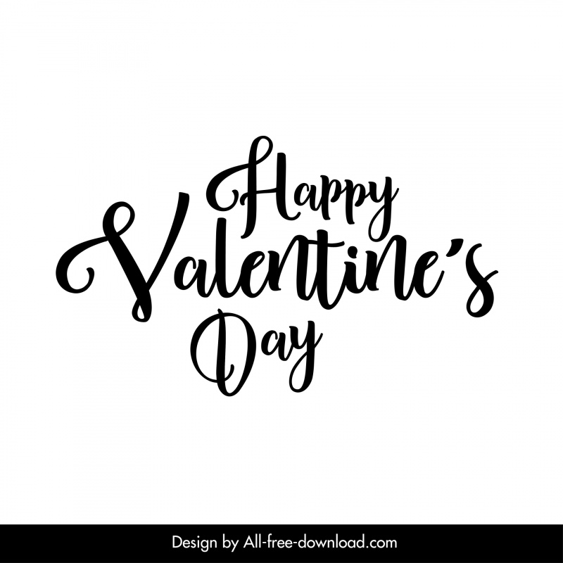 happy valentine day black white quotation typography template handdrawn elegant design 