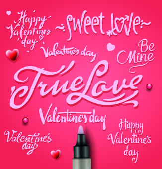 happy valentines day text elements vector