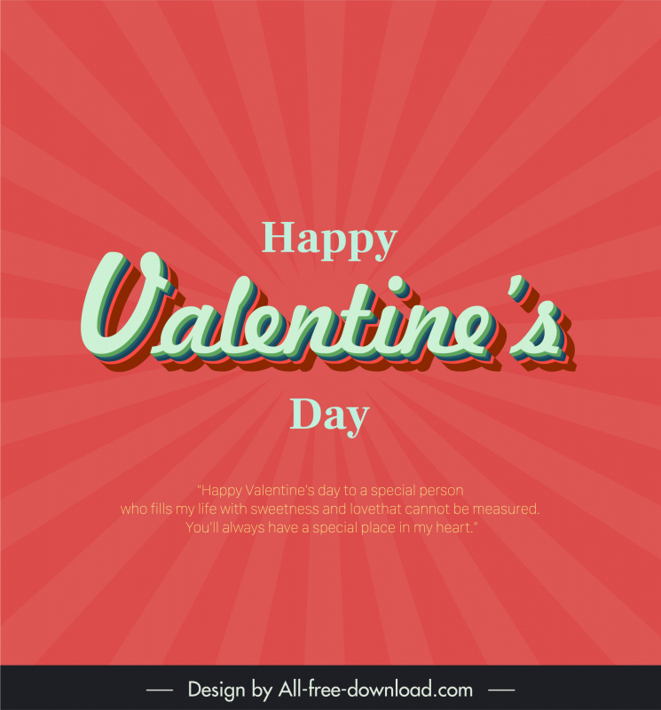 happy valentines day typography poster template dynamic rays texts decor