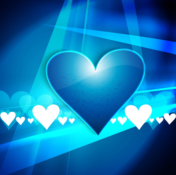 happy valentins day background with blue colorful heart design wave vector