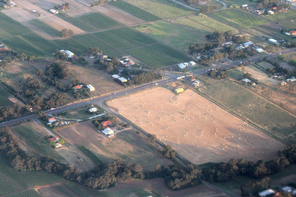 hayfield in the swan valley western australia from the air