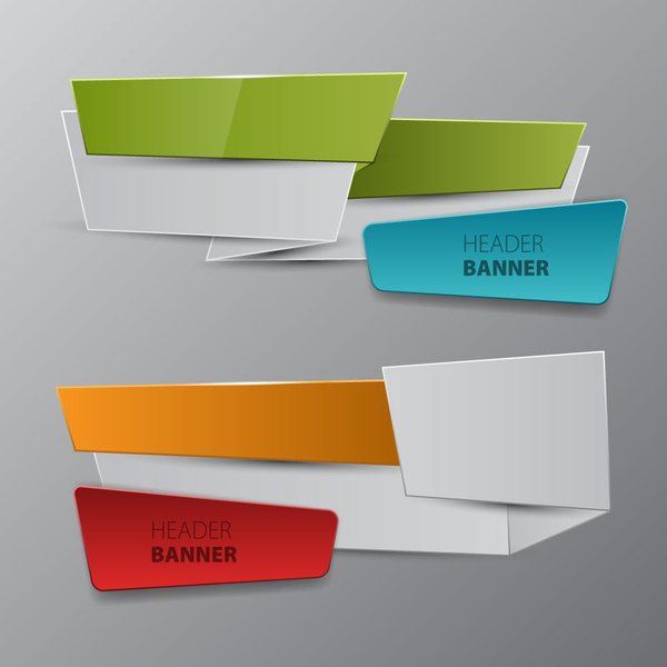 header banner sets on 3d origami design