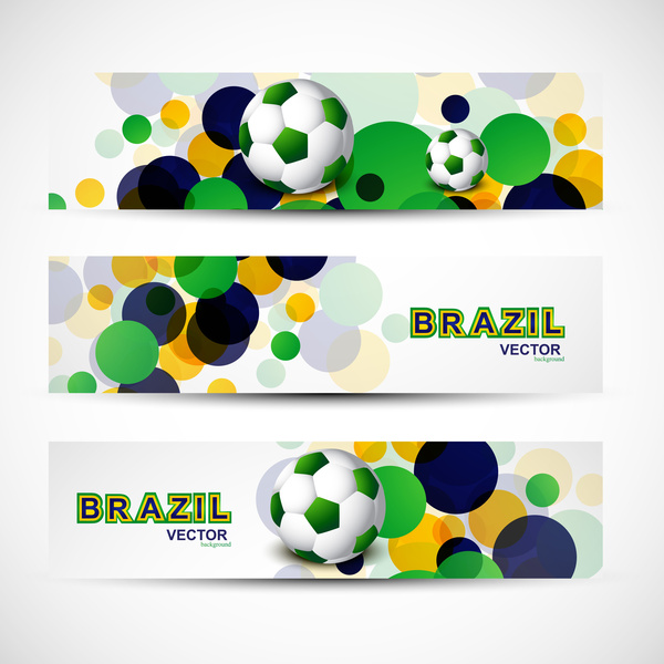 header set brazil flag colors three colorful wave illustration vector