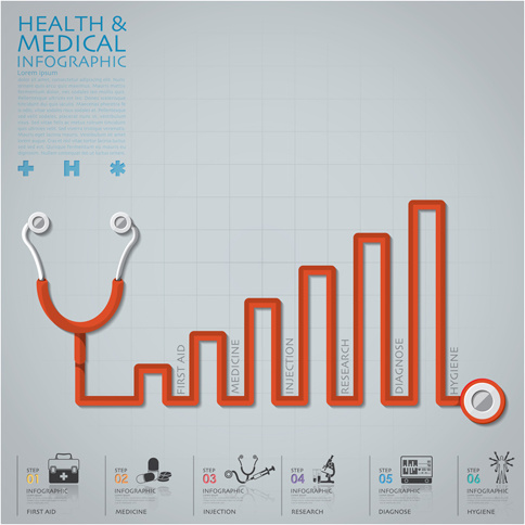 Health And Medical Infographic With Stethoscope Vector Vectors Graphic Art Designs In Editable