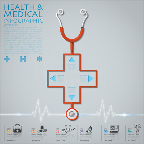 health and medical infographic with stethoscope vector