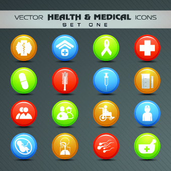 health with medical icons vecttor set