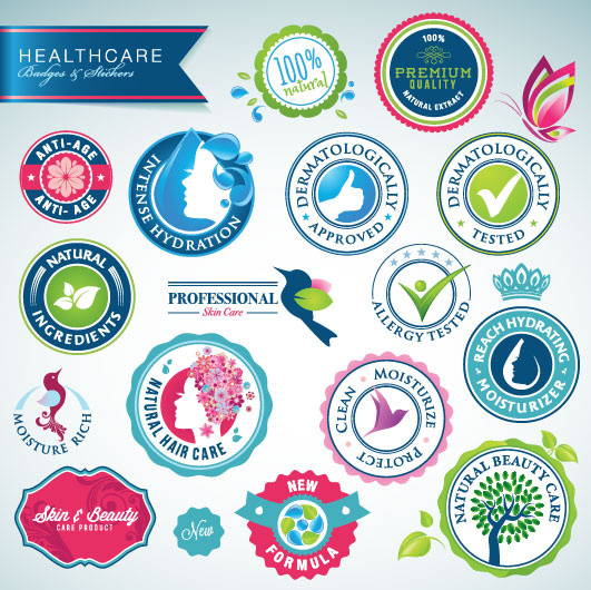 healthcare elements labels vector