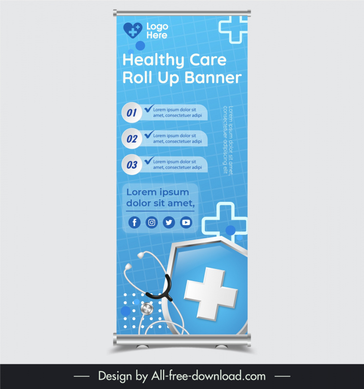 healthy care roll up banner template elegant modern 