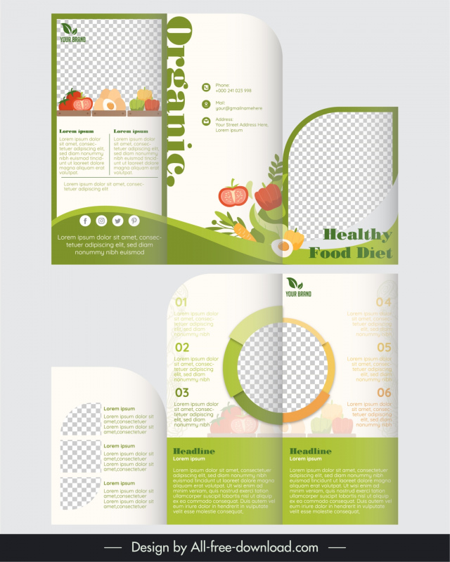 healthy food diet brochure template elegant flat tri fold design