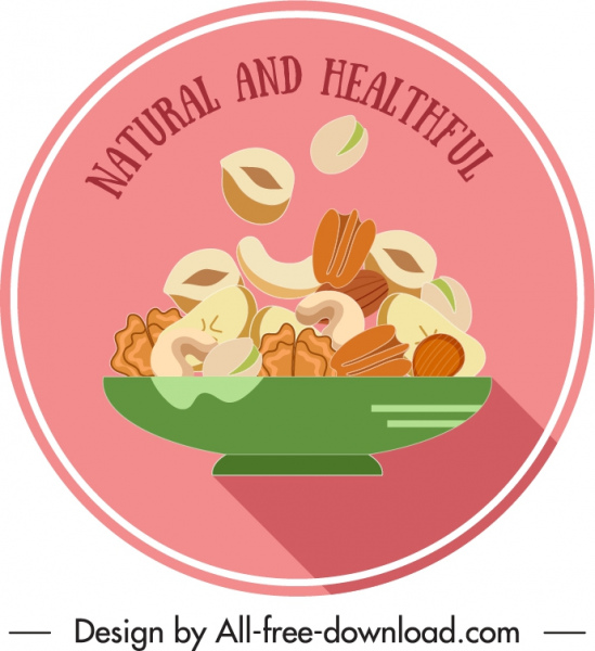healthy food label nuts sketch classic dynamic flat