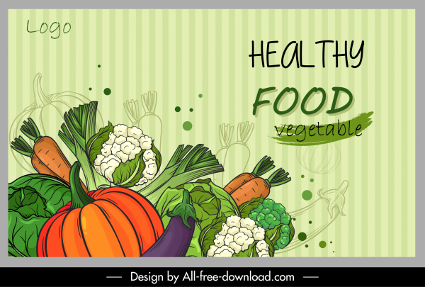 healthy food poster colorful handdrawn vegetables sketch