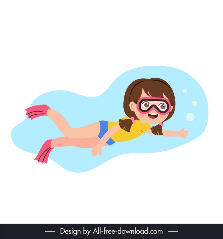 healthy life design elements dynamic little girl swimming