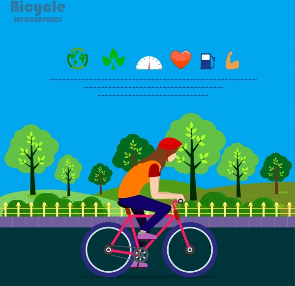 healthy life infographic bicycle rider icon