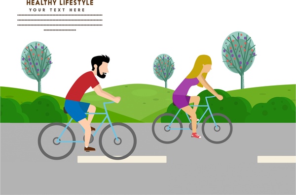 healthy lifestyle banner design human and cycling sports