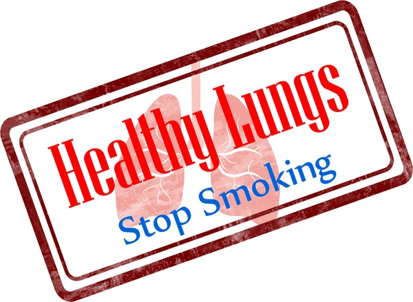 healthy lifestyle stamp no smoking with lungs design