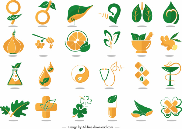 healthy medicine logotypes classic orange green decor