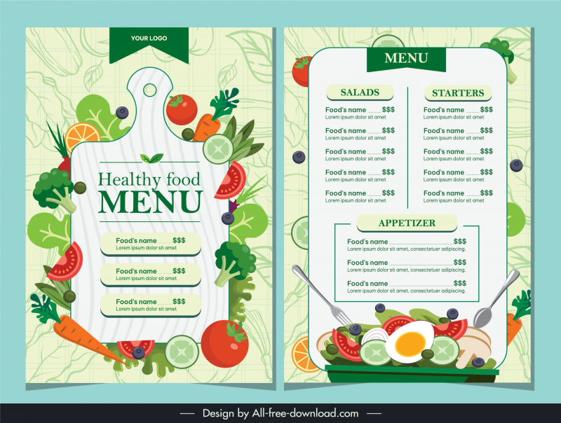 healthy menu template fresh green vegetables decor
