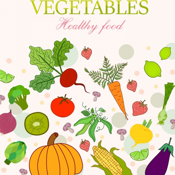 healthy vegetables banner colorful icons decor