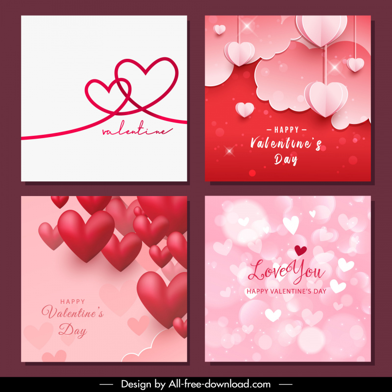 heart background templates collection elegant modern 