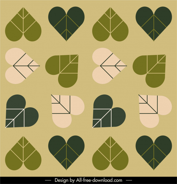 heart leaf pattern classical flat repeating design
