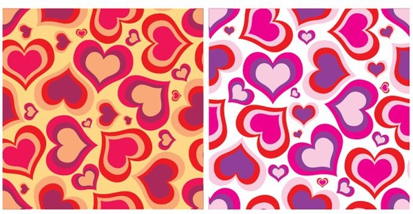 hearts patterns set colored flat decor