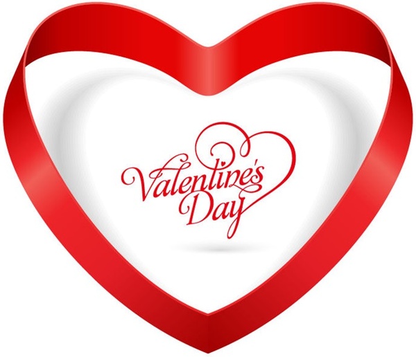 heart ribbon valentines day vector illustration