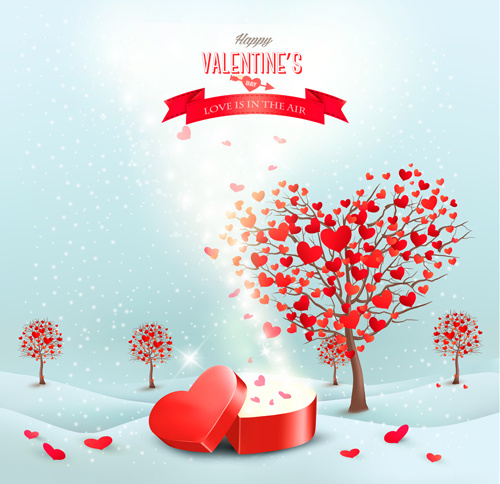 heart tree valentine background art